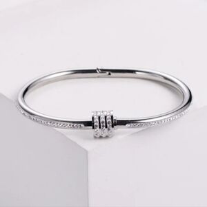 Elegant Stainless Steel Bracelet with Crystal Accents